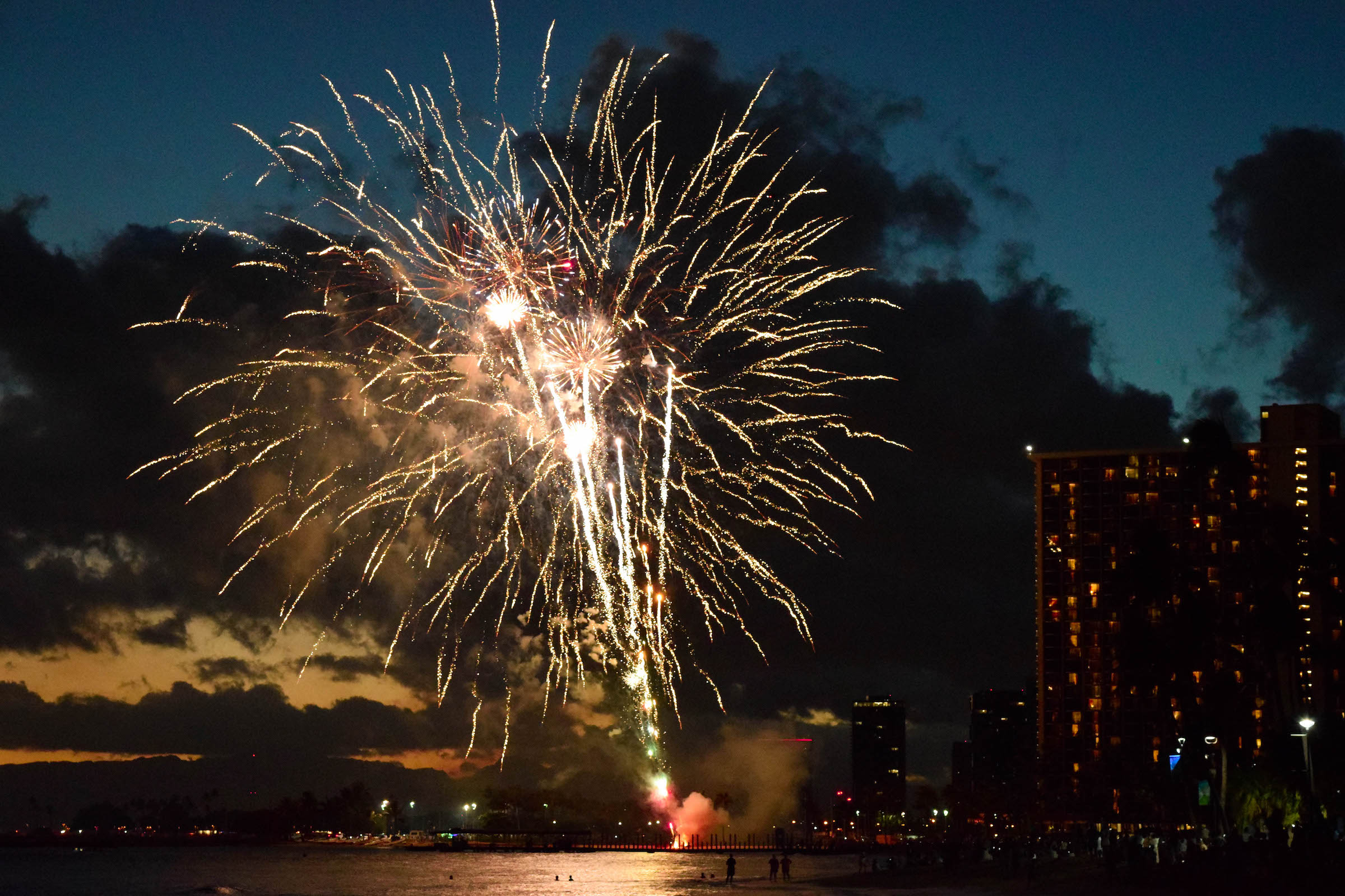 Beach Fireworks in Hawaii